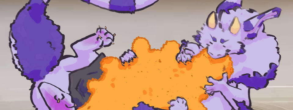 Clicking this image of the internet denizen Chesh's persona will lead you to their commissions page.